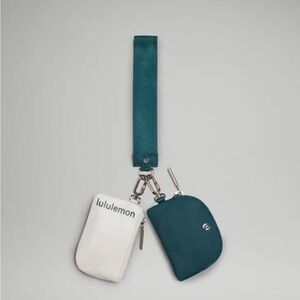 Lululemon Dual Pouch Wristlet Strap with Teal & White Coin Pouches